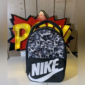 Nike Classic Logo Fuel Pack Insulated Lunch Bag ID Window Front Zip Pocket Black